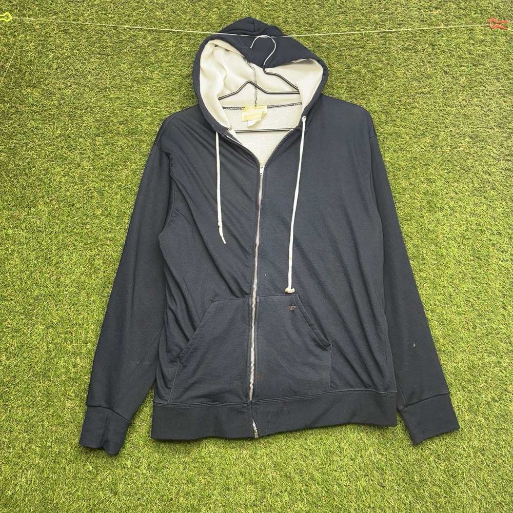 Vintage Sears Fieldmaster Hoodie Mens XL Navy Blue Pockets Drawstring Zip Up